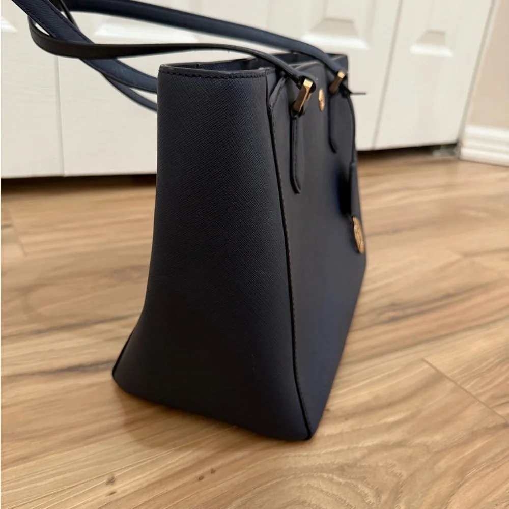 Tory Burch Robinson Tote Bag Elegant Navy Blue - Picture 3 of 9